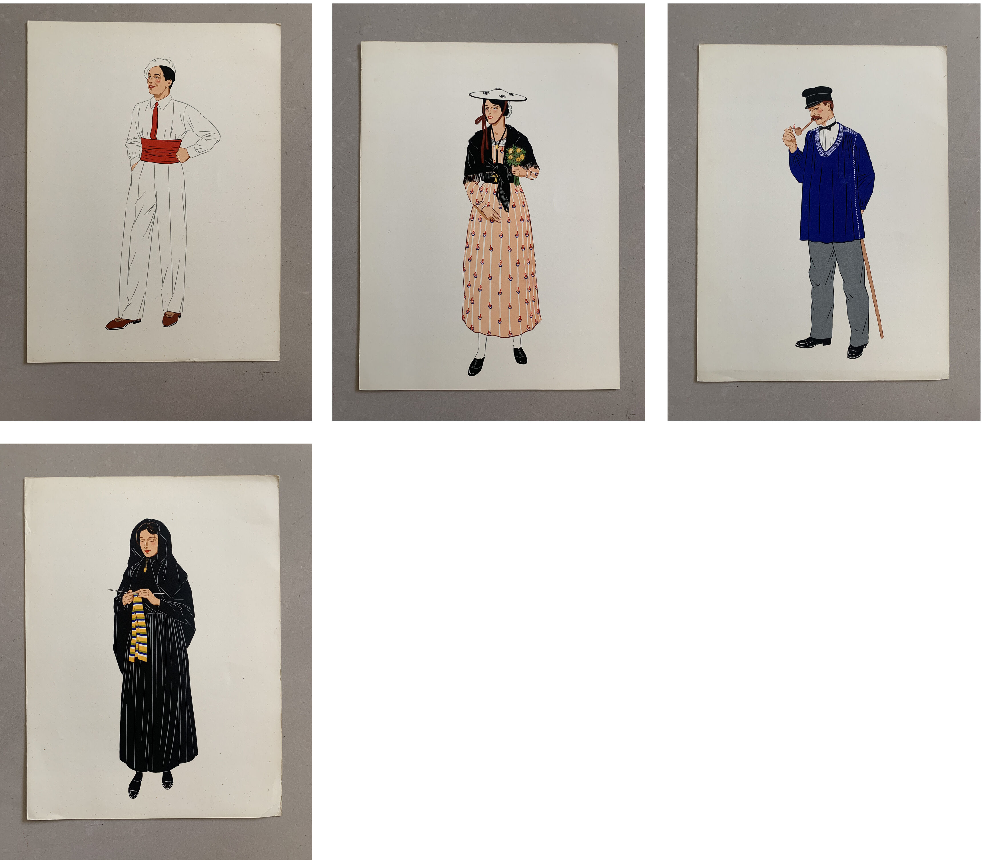 Lithograph national costumes - the Alsatian
