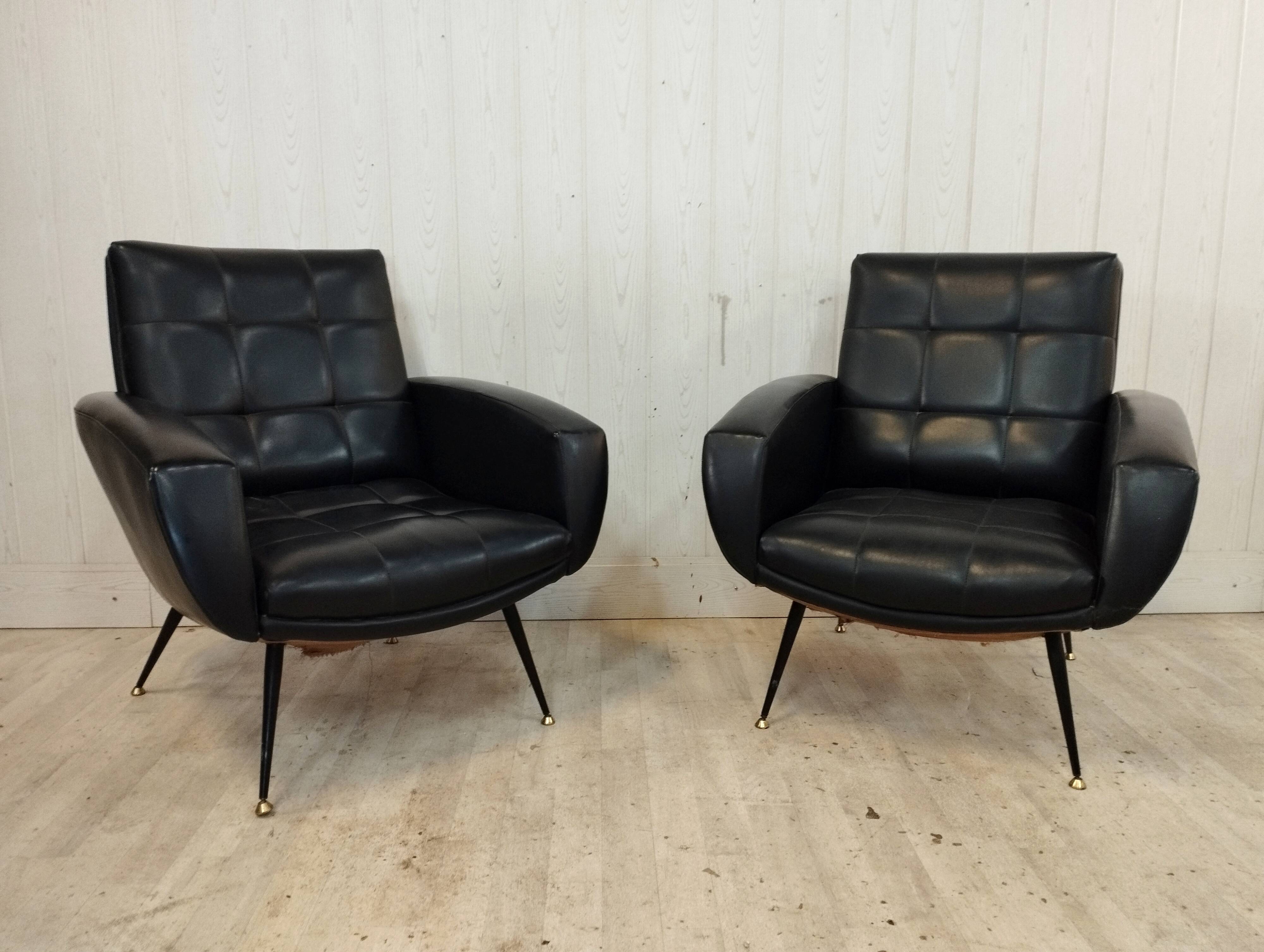 3-seater sofa and 2 vintage armchairs feet compass