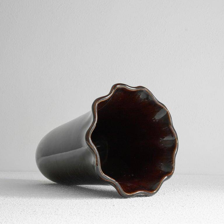 'Ondulé' vase in glazed ceramic Poët-Laval 1960s