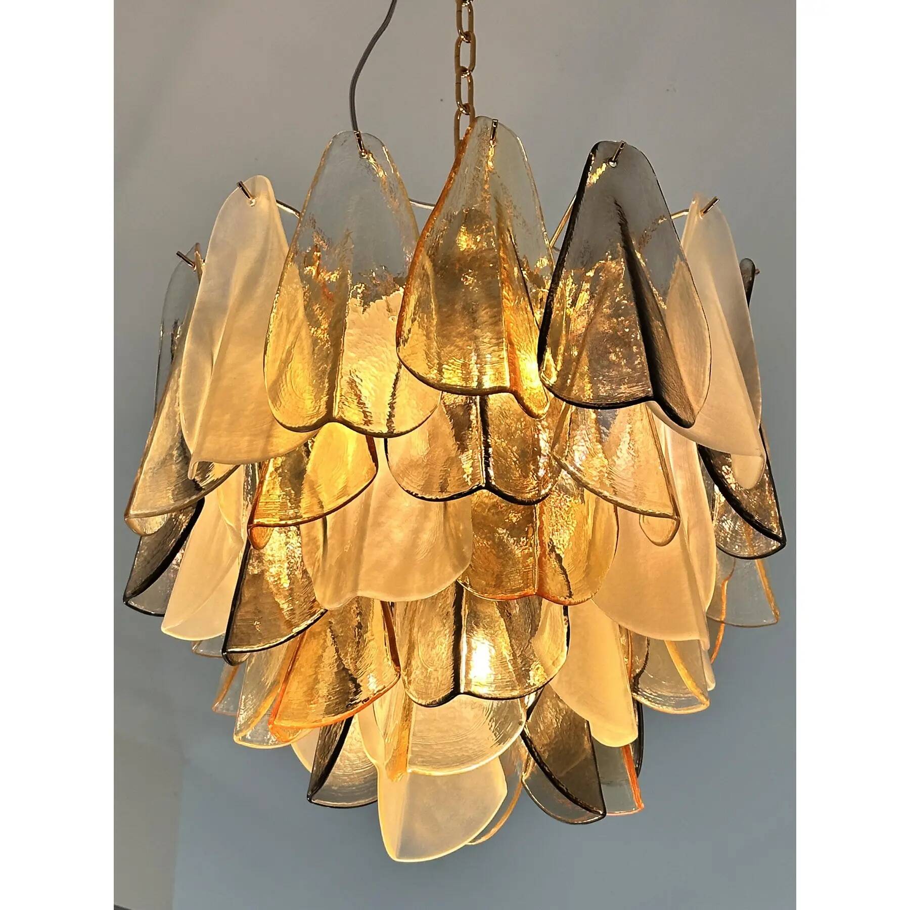 Contemporary Modern Multicolour Amber "Rondini" Murano Chandelier by Simoeng