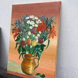 Peinture d’un bouquet / tableau huile sur toile