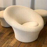 Armchair and 2 ottomans 'Mushroom n°560' by Pierre Paulin 1959, old edition 1960