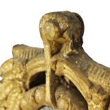 Petit miroir ancien patiné en bois doré du XIXe siècle