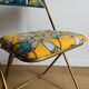 Vintage folding chair lafuma revisited yellow and blue floral fabrics