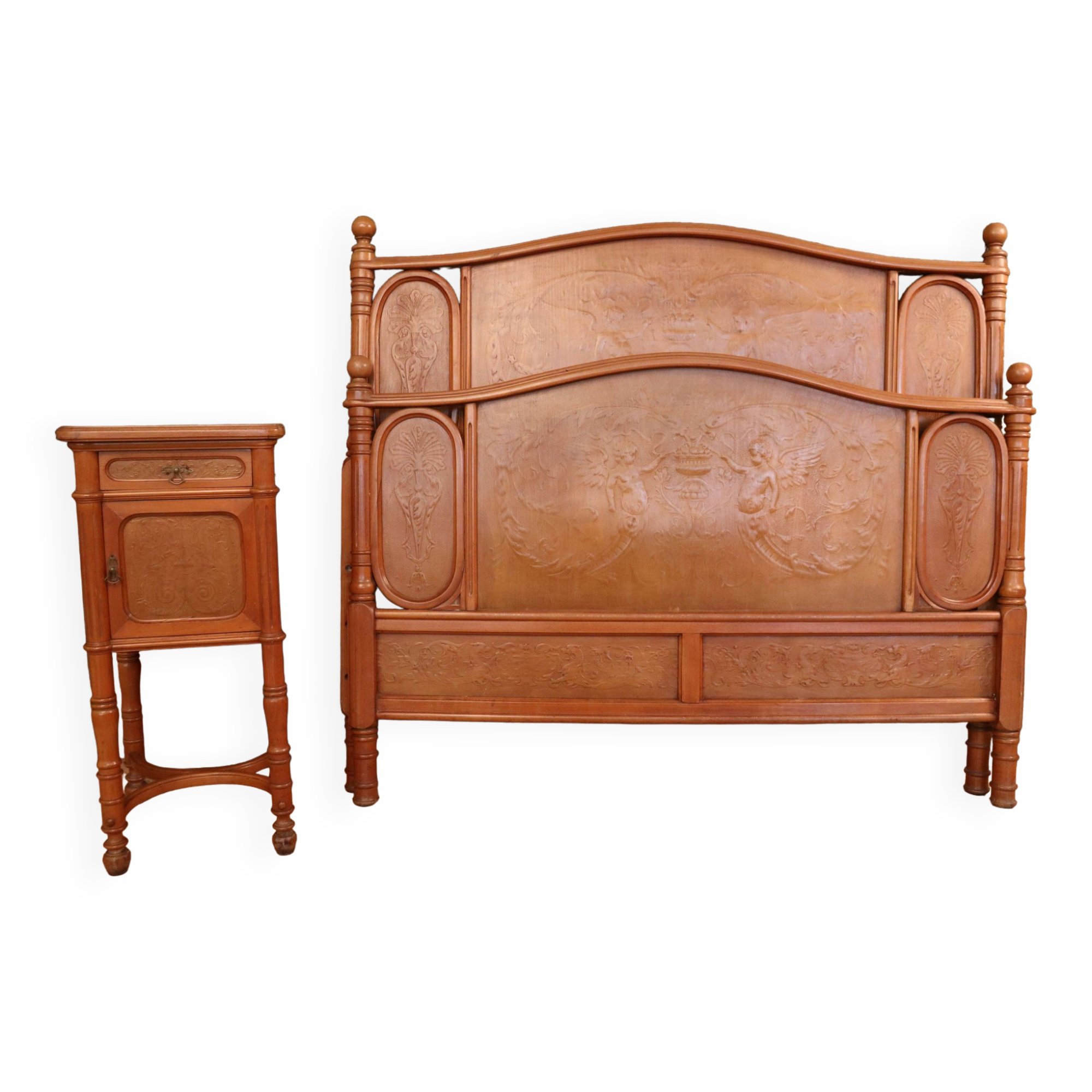 Joseph and Jacob Kohn bentwood bed & nightstand