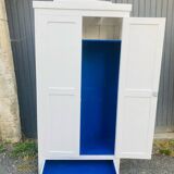 Antique white Parisian wardrobe with Majorelle blue interior