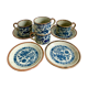 Tasses et assiettes en grès à fleurs