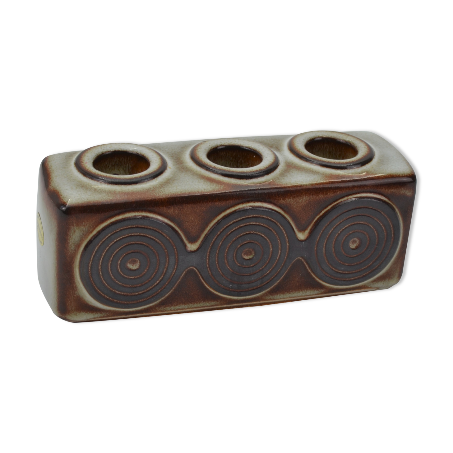 Triple stoneware candle holder grey serie by ejner johansen for søholm stentøj