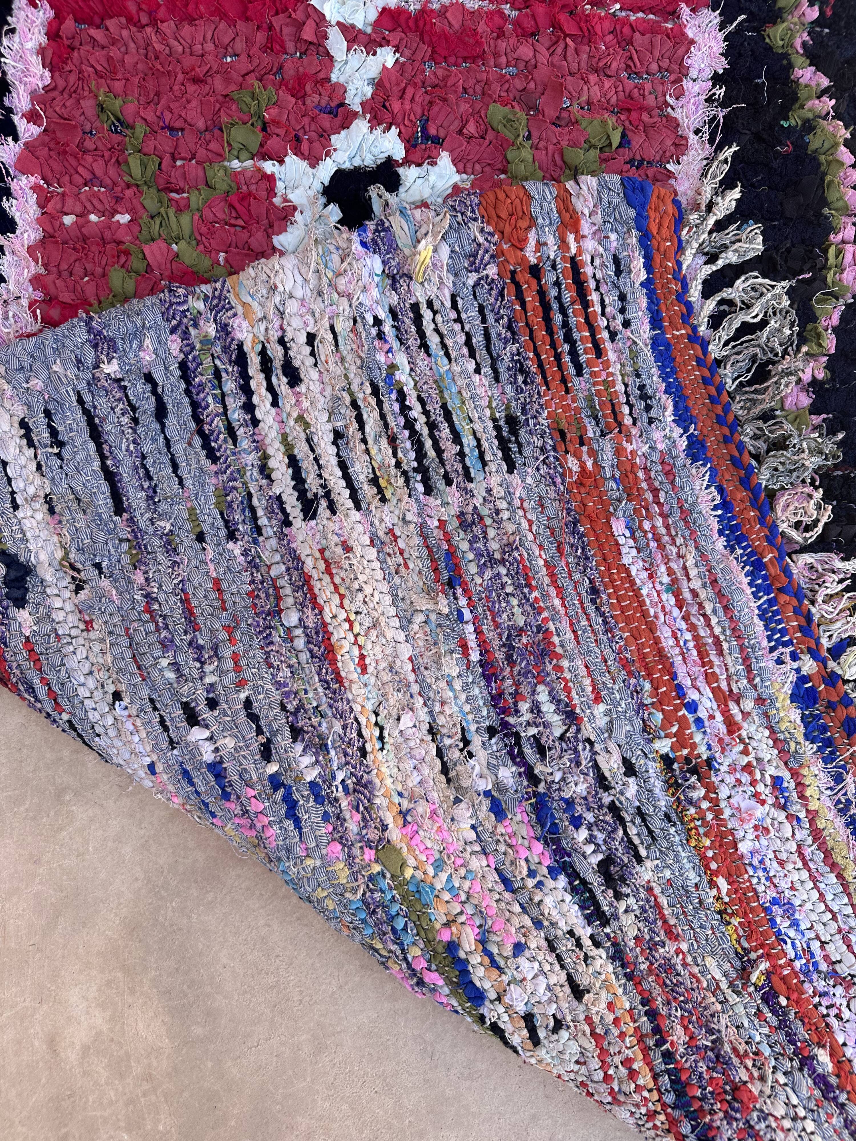 Moroccan carpet Boucherouite colored - 88 x 209 cm