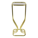 Table d'appoint en métal doré et verre, années 1980