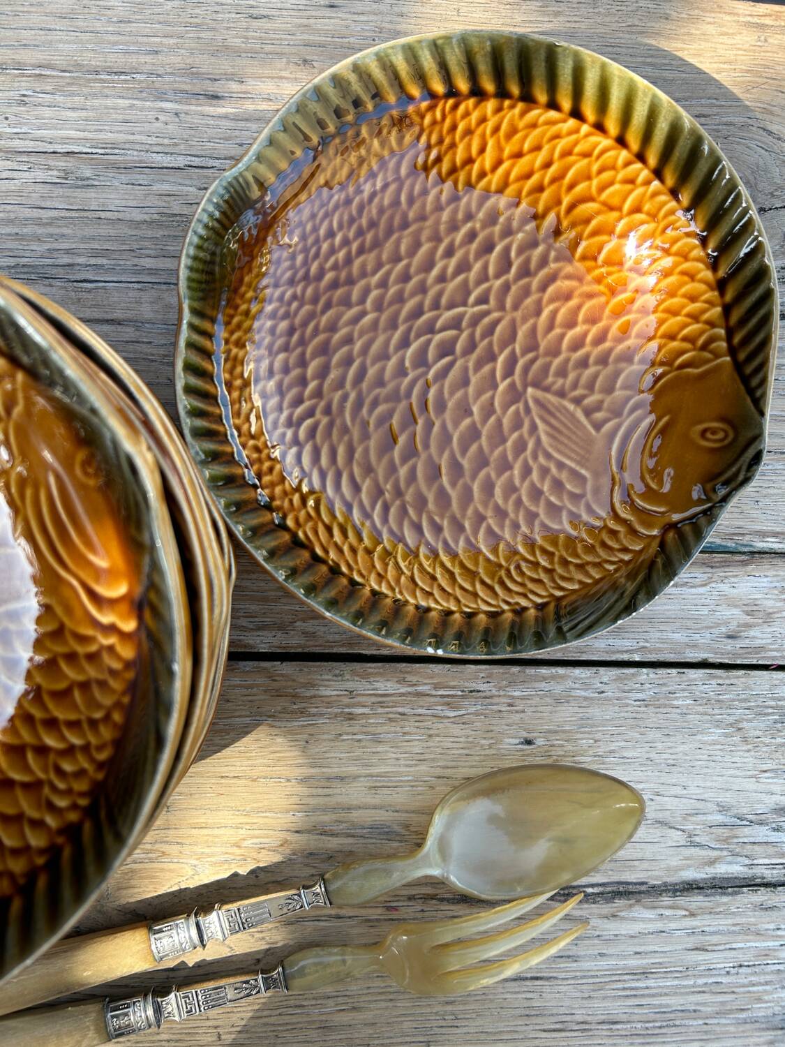 10 Sarreguemines fish plates