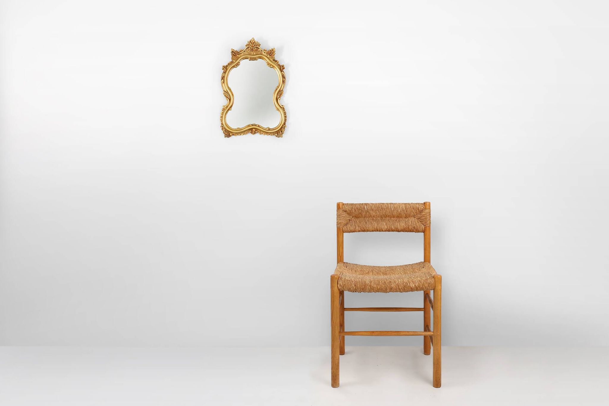 Mid-Century Baroque Style Gilded Mirror, France, 1950s