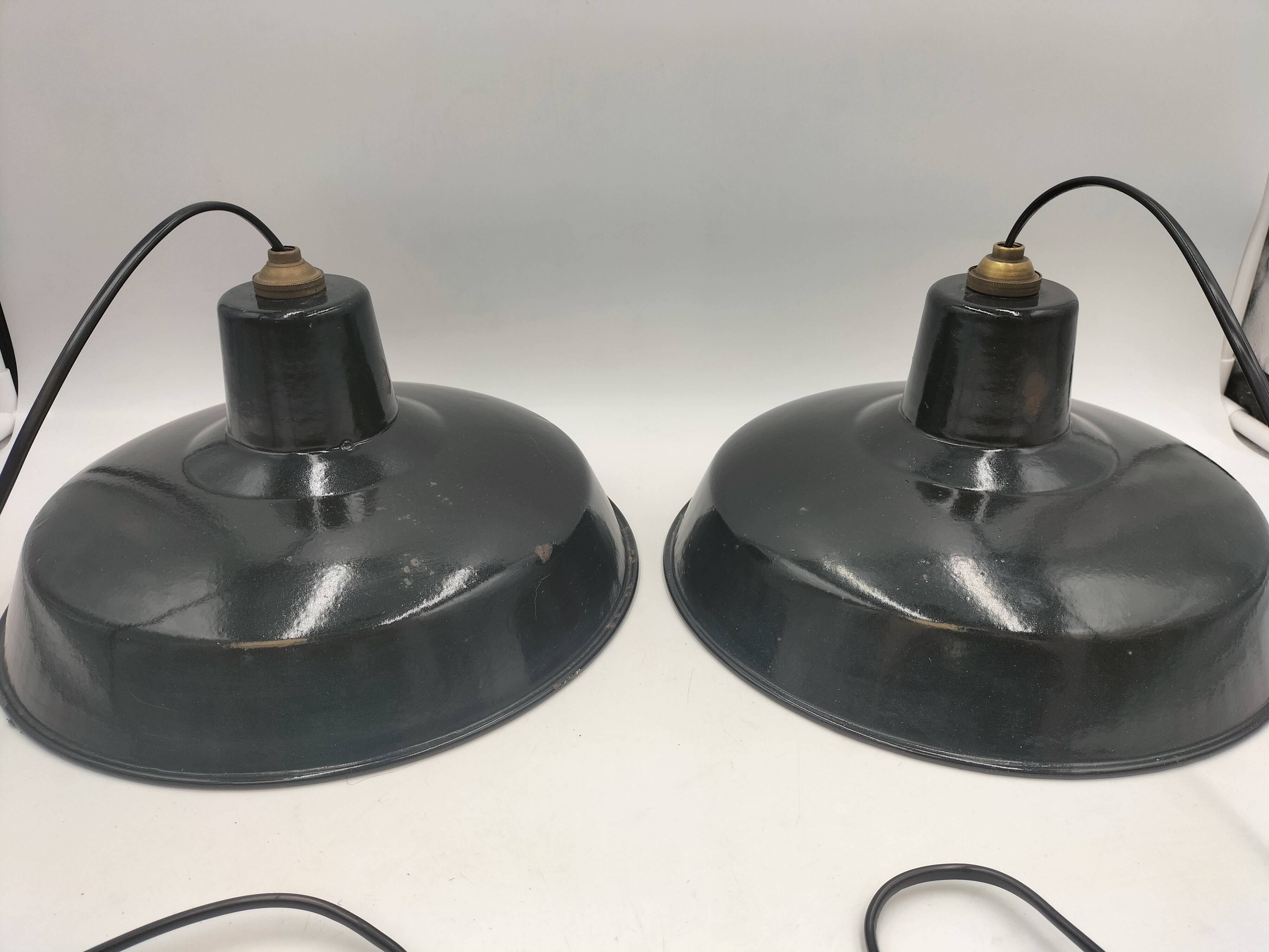 Enameled sheet metal pendant lights