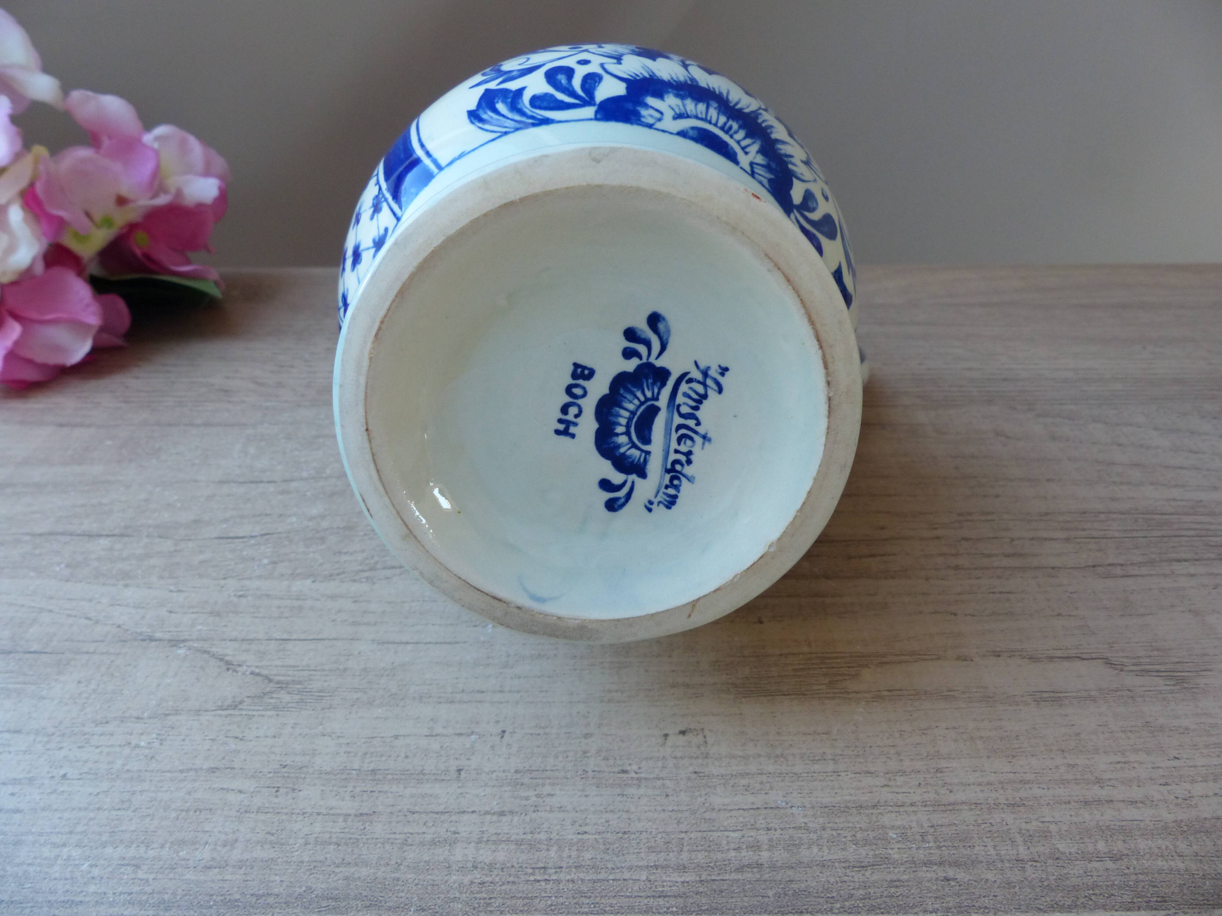 Blue delft pitcher, jug boch vase belgium amsterdam hand painted