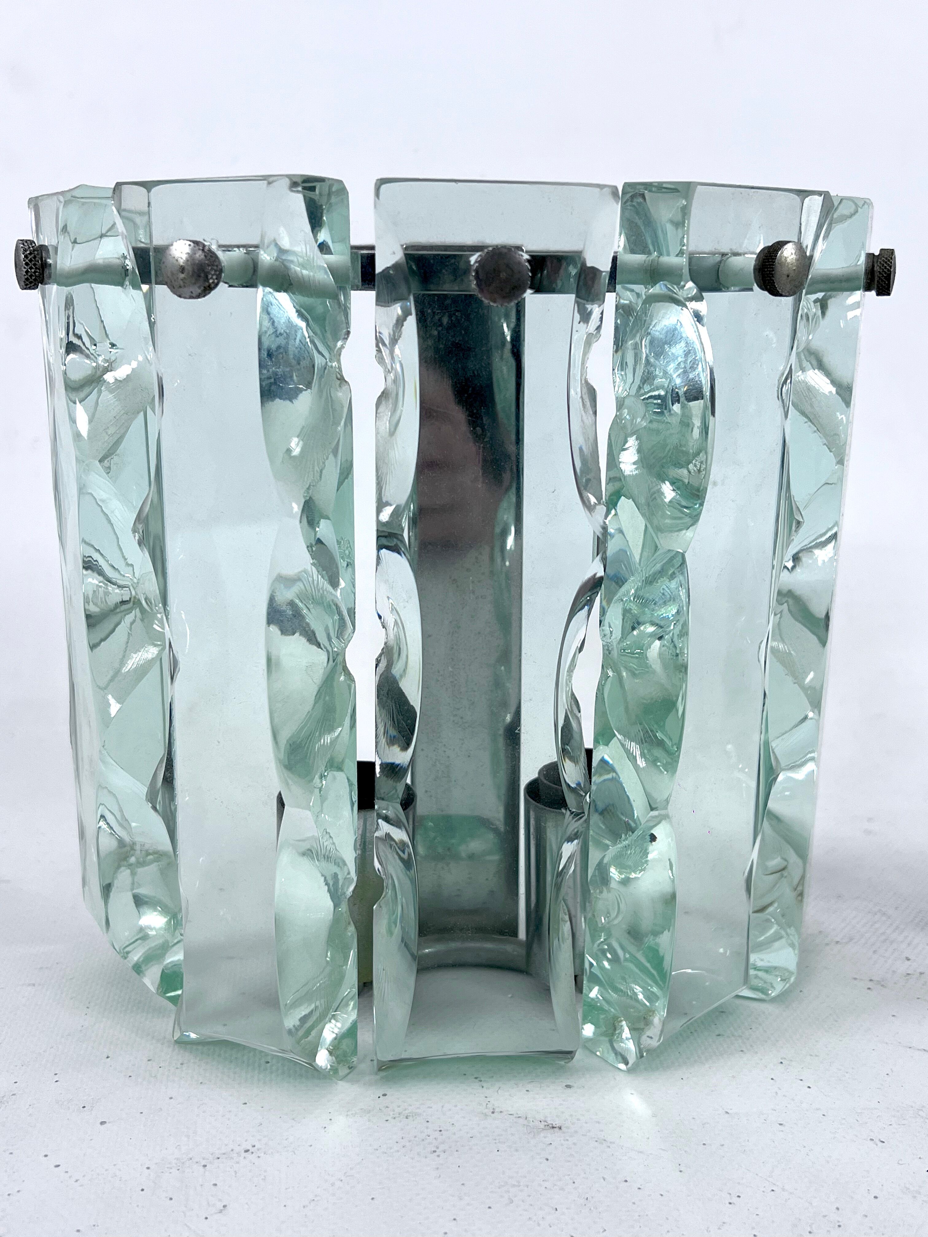 Set of two cut glass sconces by Zero Quattro, Italy 1970s
