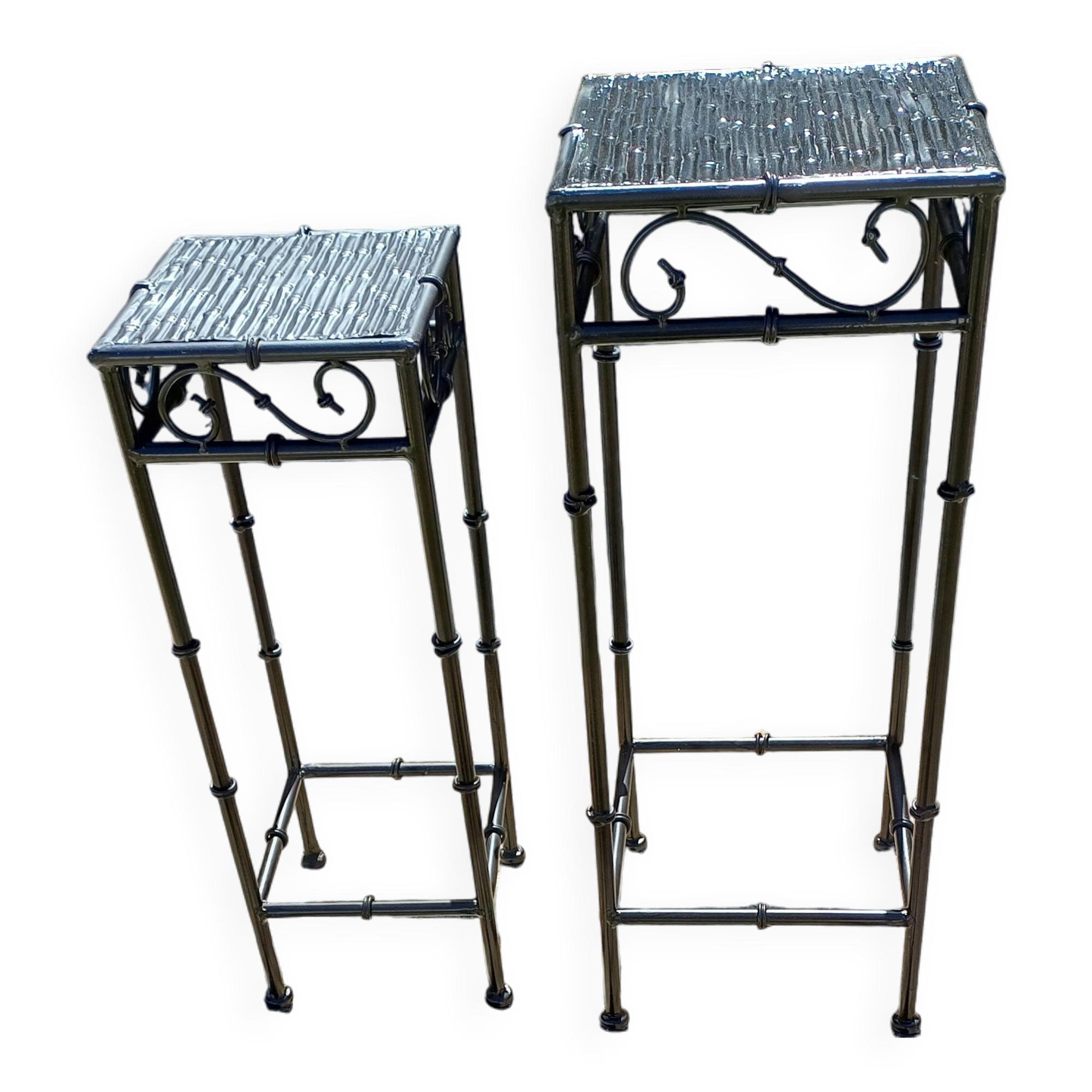 2 Black Wrought Iron Saddles