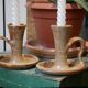 Stoneware candle holders - set of 2 (signed)