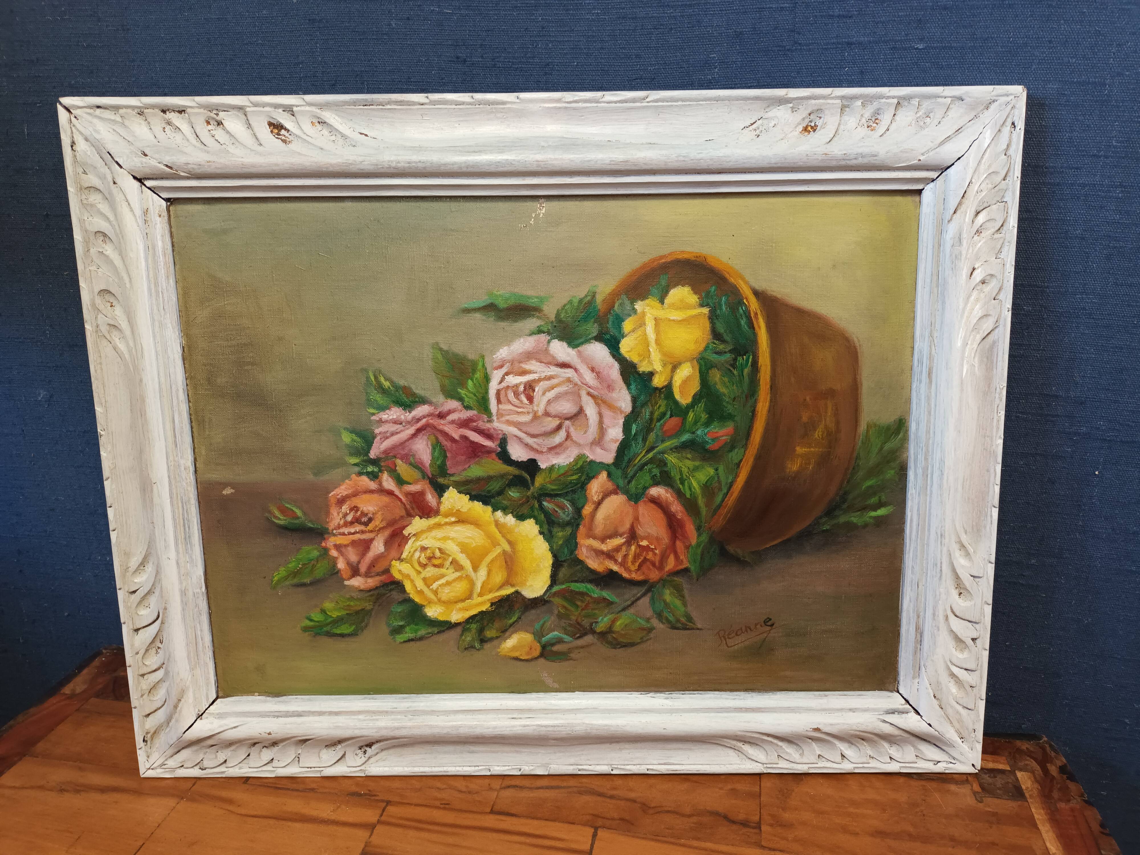 Still life painting bouquet of roses