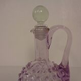 Italian pink bubble glass decanter with stopper, 1960s