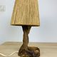 Brutalist lamp olive wood and organic style rope