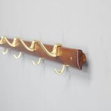 Brass and teak coat hanger by Carl Auböck for Illums Bolighus, Denmark, 1950s
