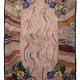 Handmade american hooked antique rug 100cm x 174cm 1880s