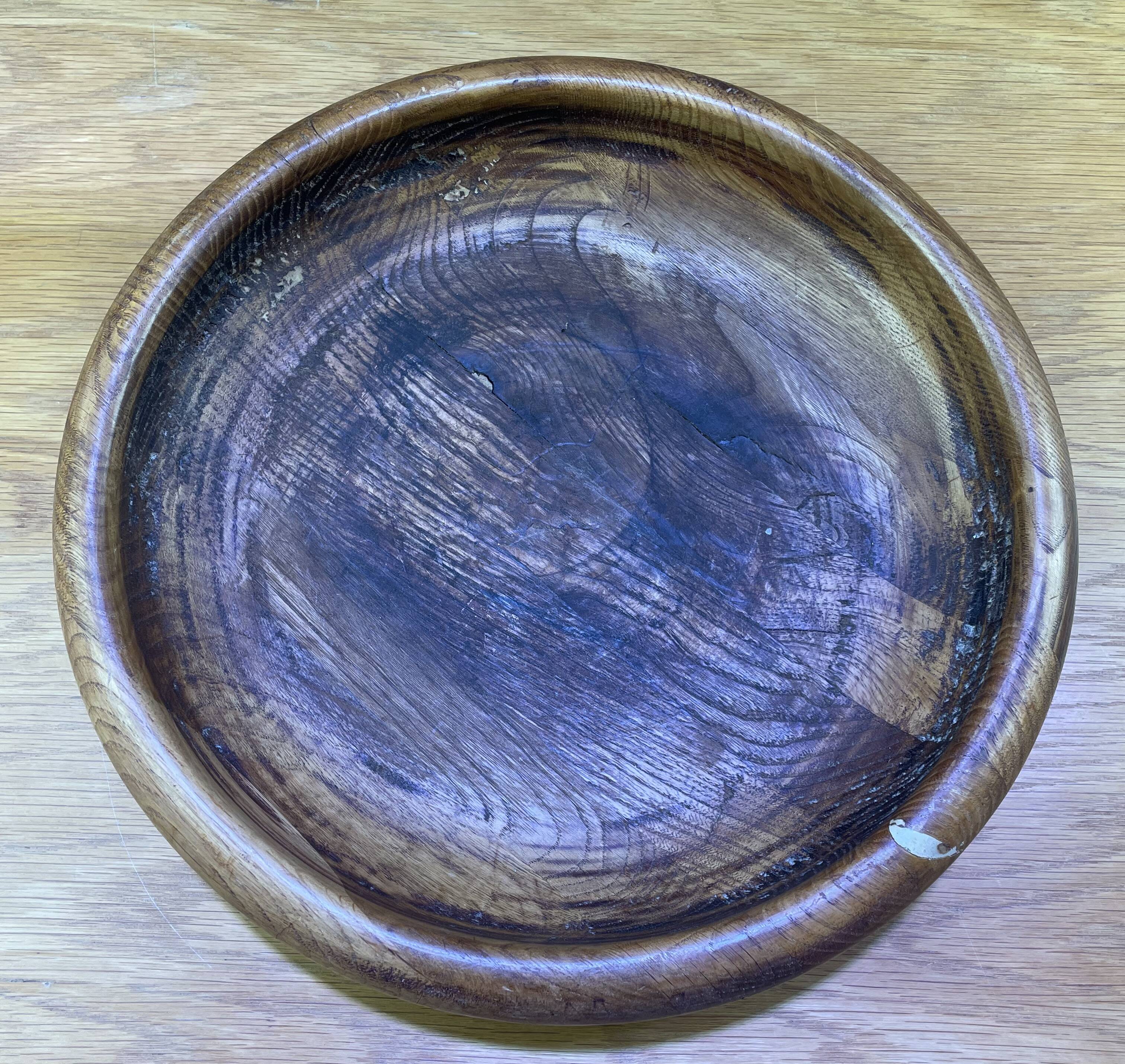 Vintage round wooden platter