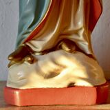 Ancient plaster statue of the Virgin and Child Jesus - hand painted - 54 cm - 1936