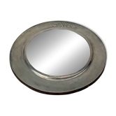 Vintage Round Wall Mirror with Pure Tin Frame D: 24.5 cm