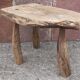 Brutalist coffee table in solid wood, tripod. (Popular art)