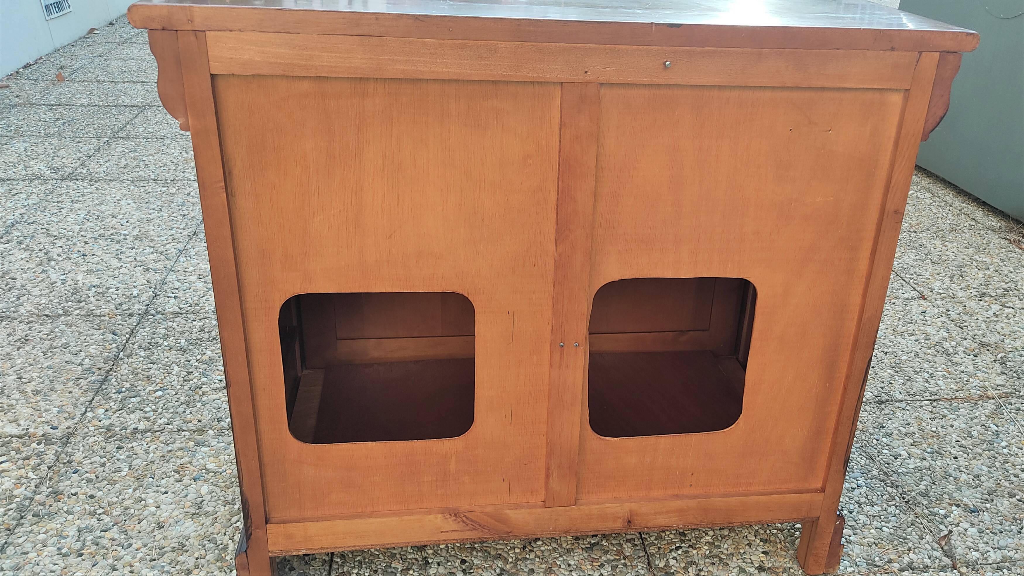 Tv cabinet 2 doors and 1 niche with Pull, in Cherry Solid Louis Philippe style.