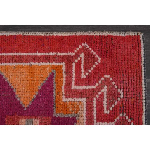 Vintage Turkish Hand-Knotted Wool Cotton Red Runner Rug 88x299