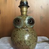 Pied de lampe hibou en grès pyrité signée Guy Baudat