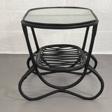 Table basse en rotin noir  et verre