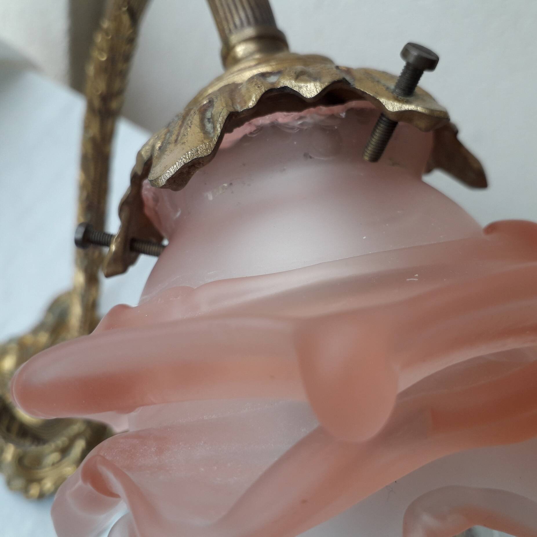 2 lampes en bronze et verre