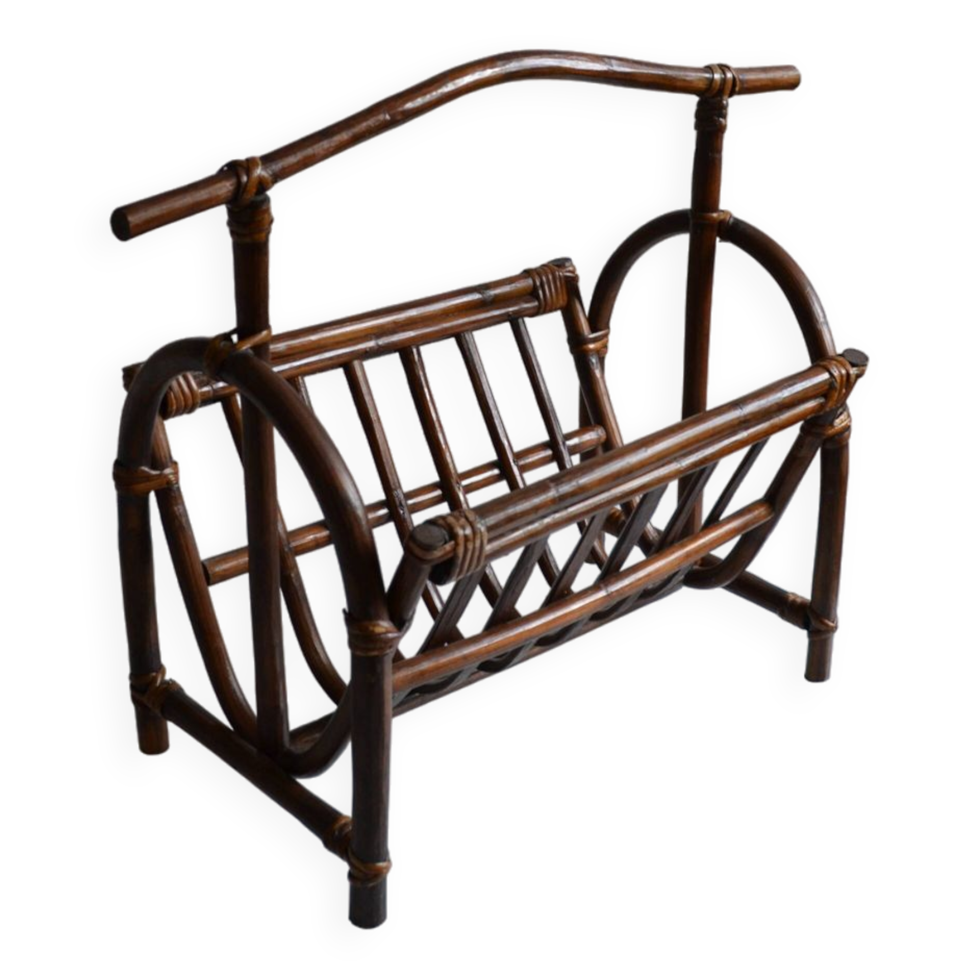 Vintage rattan magazine holder