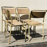 Series of 4 vintage school chairs