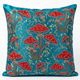 Silk Embroidered Mushroom Pattern Cushion Cover. Blue Throw Pillow Case. Traditional Accent Pillow