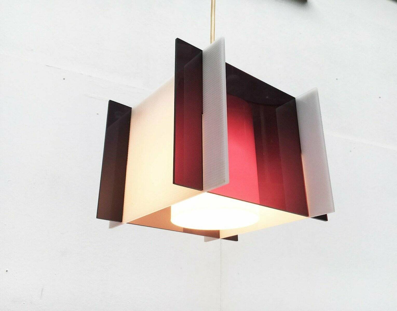 Mid-century space style acrylic cube pendant lamp, 1960s