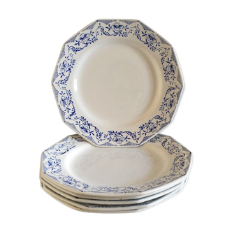 Lot of 6 plates of octagonal earthenware of Saint-Amand