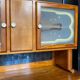 Buffet Double Corps Vintage Art Déco / Populaire en Bois Blond