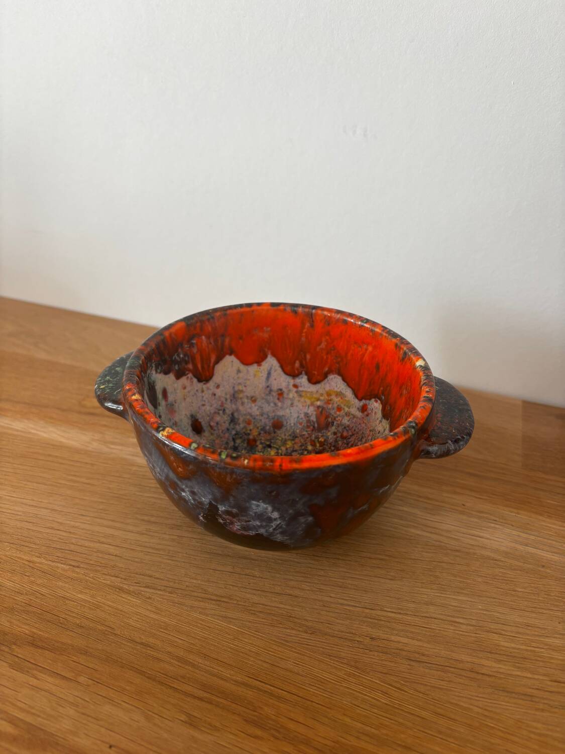 Vintage set of 3 glazed stoneware bowls Morvan pottery and other signature to iden