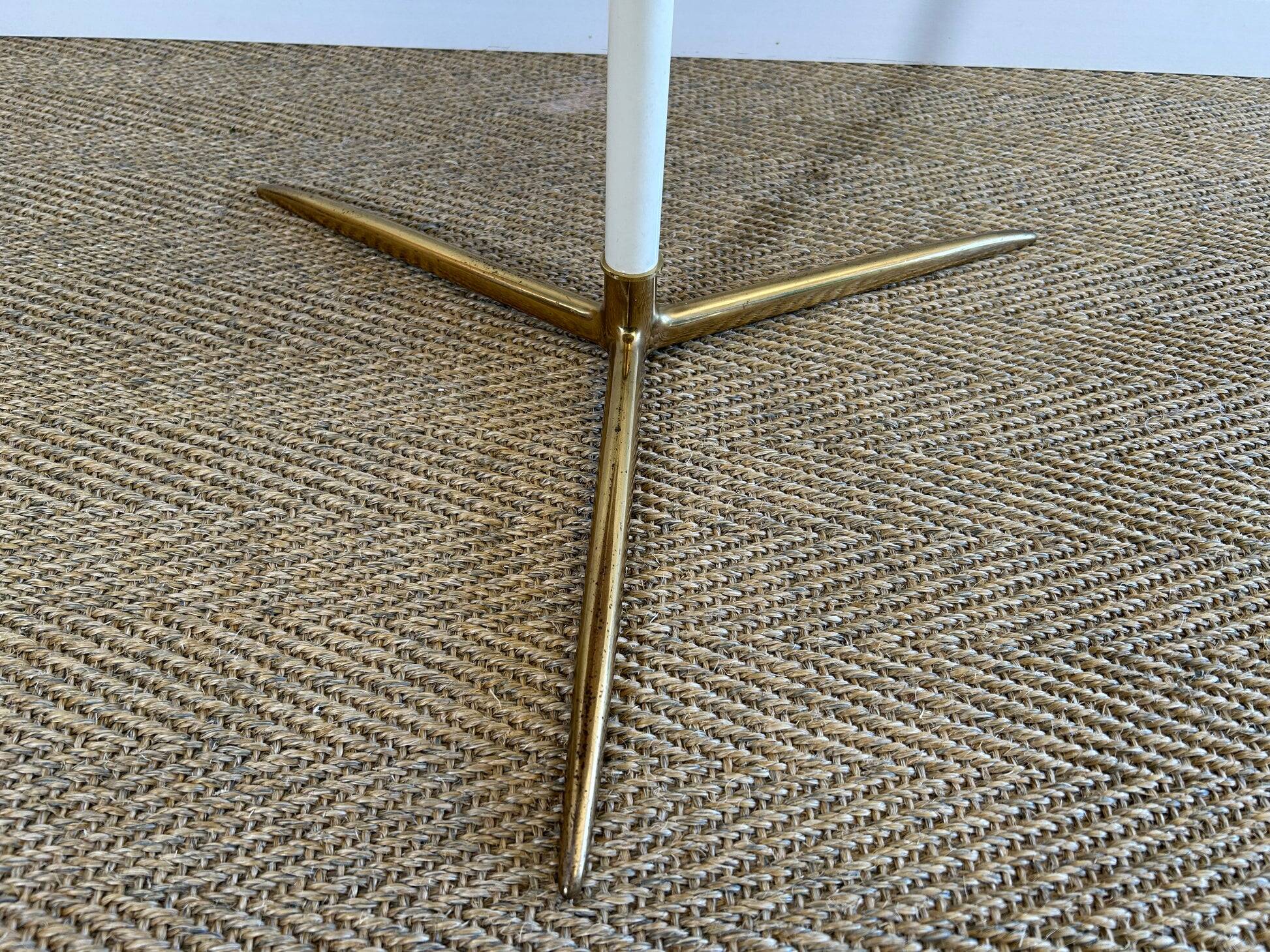 Capiz shell side table with a brass base by Vereinigte Werkstätten Munich, Germany, 1960s.