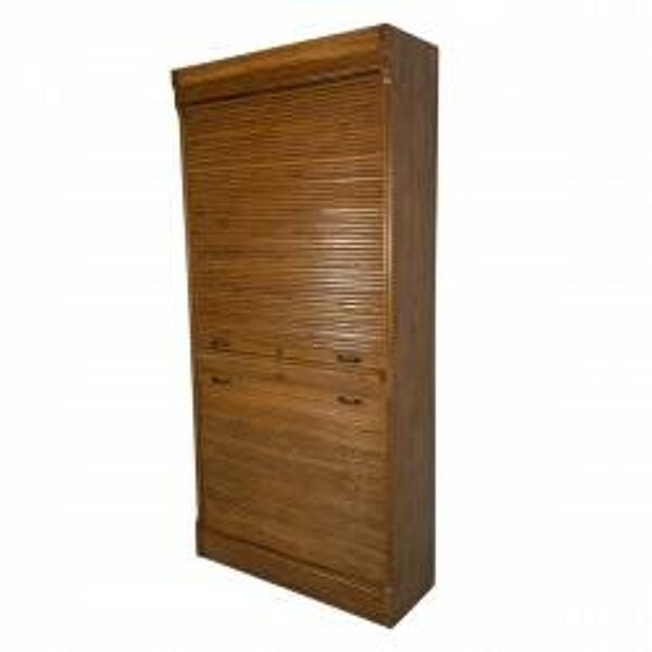 Boîte à rideaux roulants de 229 cm de haut avec deux rideaux l'un au-dessus de l'autre, années 1930