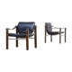 Set of 2 Maurice Burke ‘chelsea’ vintage black leather safari chairs for Pozza
