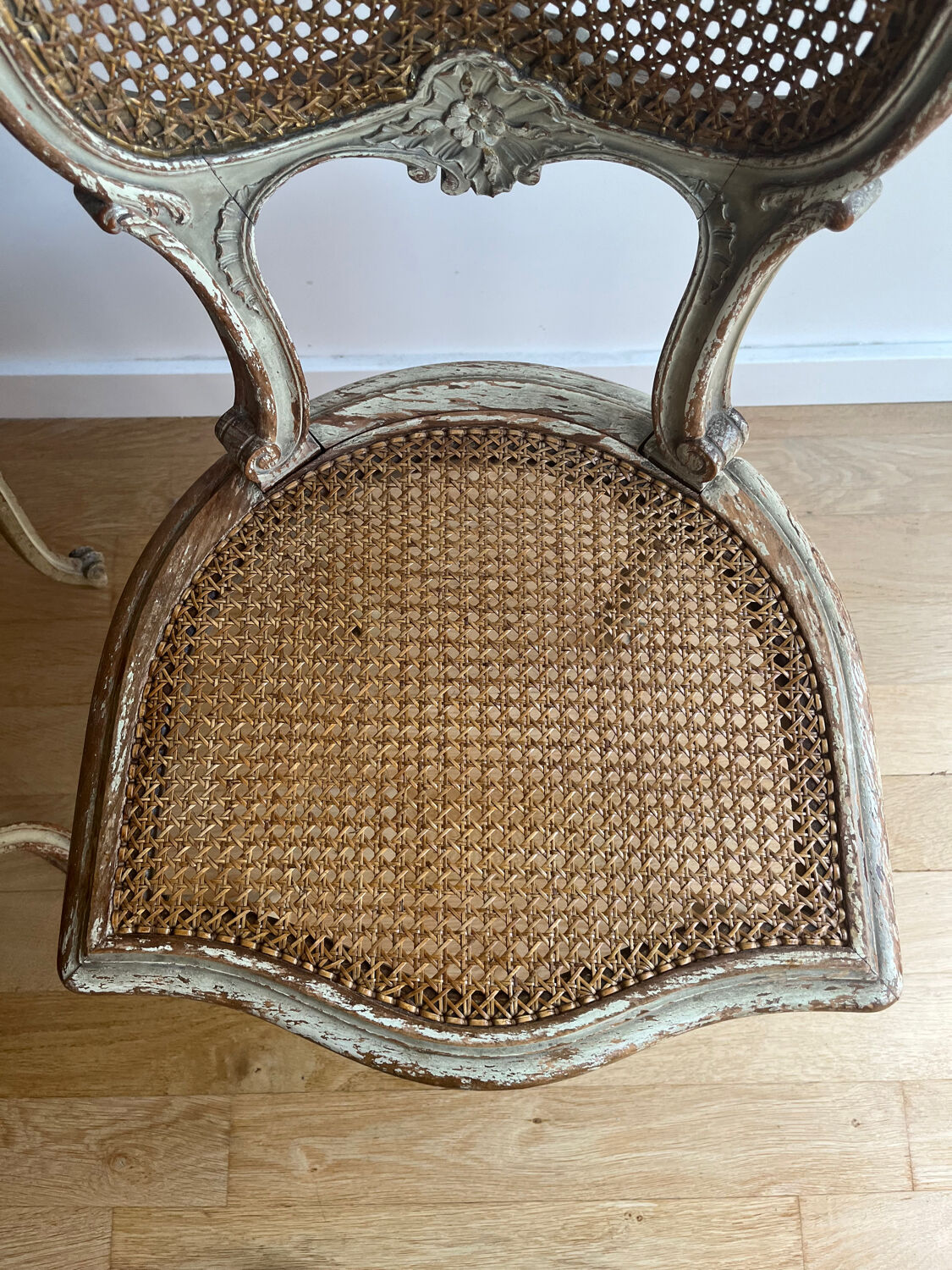 2 caned chairs in Louis XV Regency style