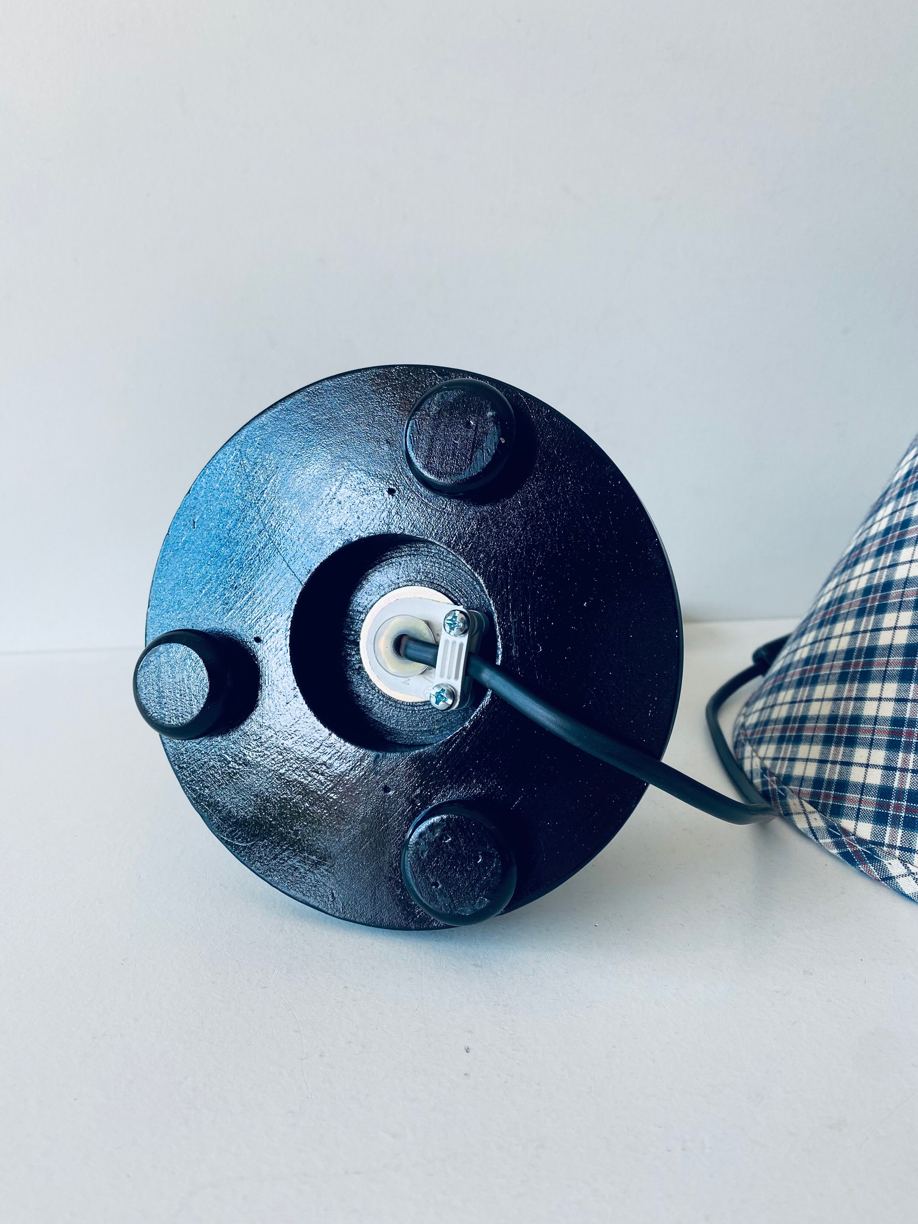 Pair of turned wooden bedside lamps
