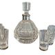 Antique liqueur set, decanter and 6 thick cut crystal glasses