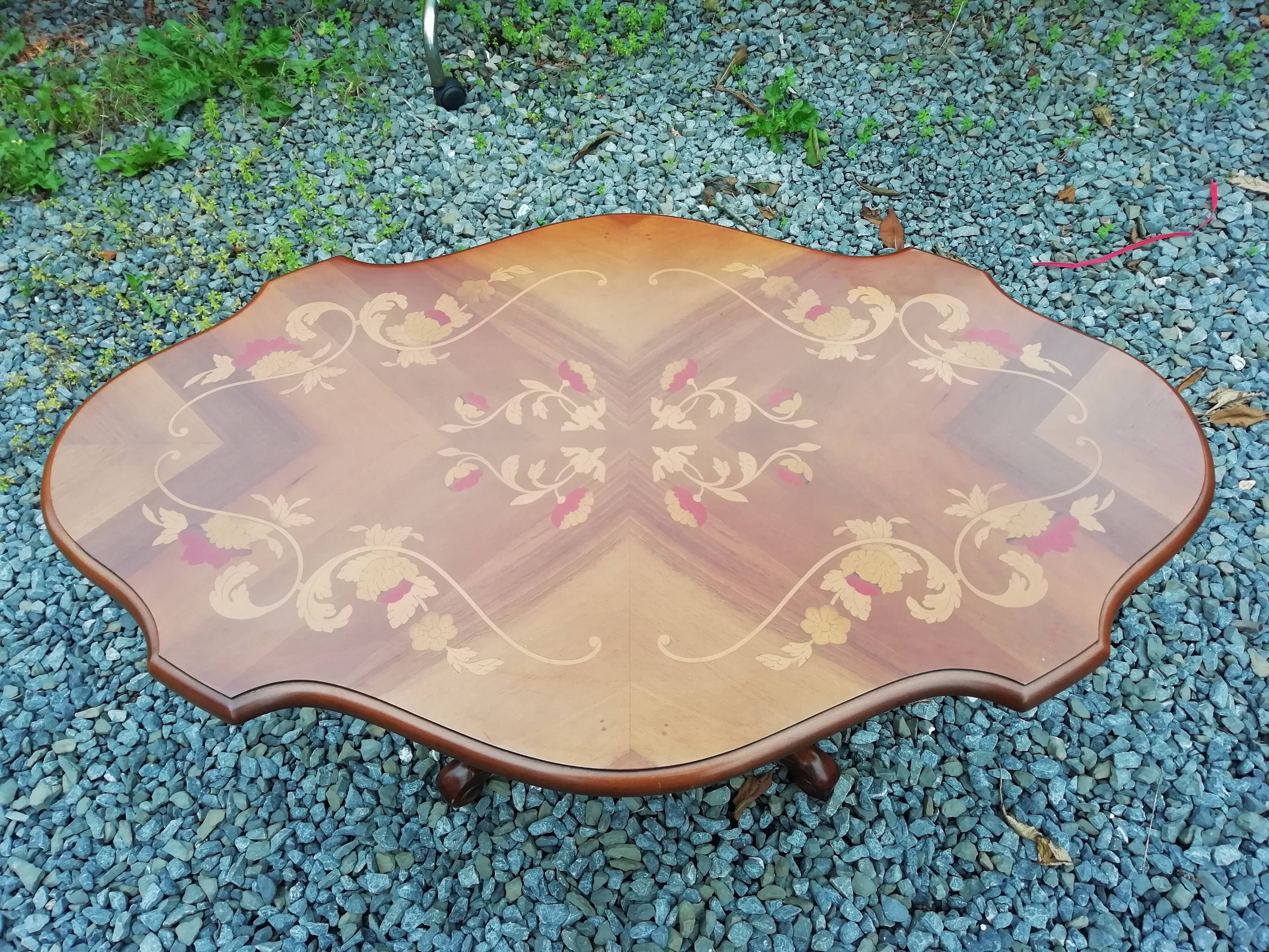 Coffee table with marquetry top