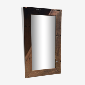Mirror frame in old iron wood exotic brutalist H:139cm
